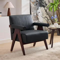 TYBOATLE Black Leather Accent Chairs, Mid Century Modern Chair, Side Arm Chairs for Living Room, Office Guest Waiting Room Chairs