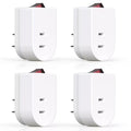 ELEGRP 15 Amp 125-Volt 3 Prong Grounded Single Outlet Adapter Plug with Red Indicator On/Off Switch, White( 4-Pack)
