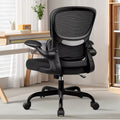 KERDOM Office Chair, Breathable Mesh Comfy Chair with Lumbar Support, Flip-up Armrests, Desk Chair for Adults Home Office, Black