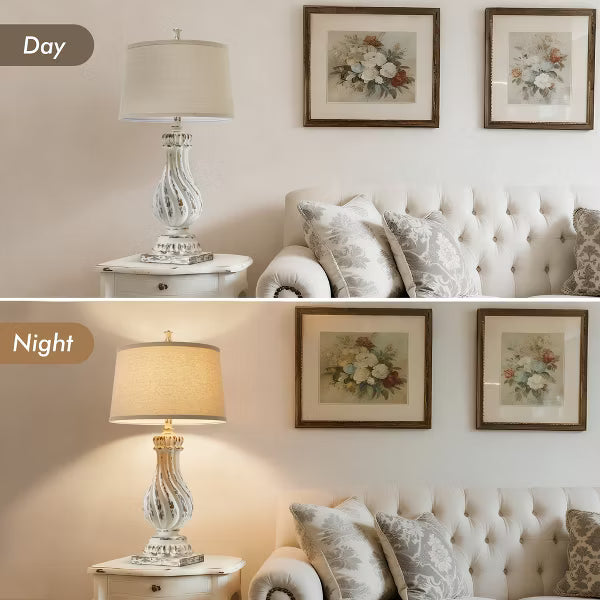 GTCLIGHTING Farmhouse Table Lamps for Living Room,34" Resin Beside Lamps with Rotary Switch&Weighted Base,Nightstand Lamp for Bedroom Entryway Office
