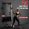 ER KANG Cable Station Wall Mount, Cable Machine with Dual Pulley System, LAT Pull-Down & LAT Row LAT Tower, Home Gym Cable Crossover(Red)