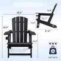 VisioGear 2-Piece Patio Adirondack Chair with Cup Holder, Outdoor Comfortable Set for Backyard, Black, 31.4"*29.6"*36.4"
