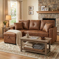 Movie Night Ready Sleeper Sofa – Light Brown L-Shaped Sectional with Pull-Out Bed, Reversible Chaise & Storage for Small Space Living Room