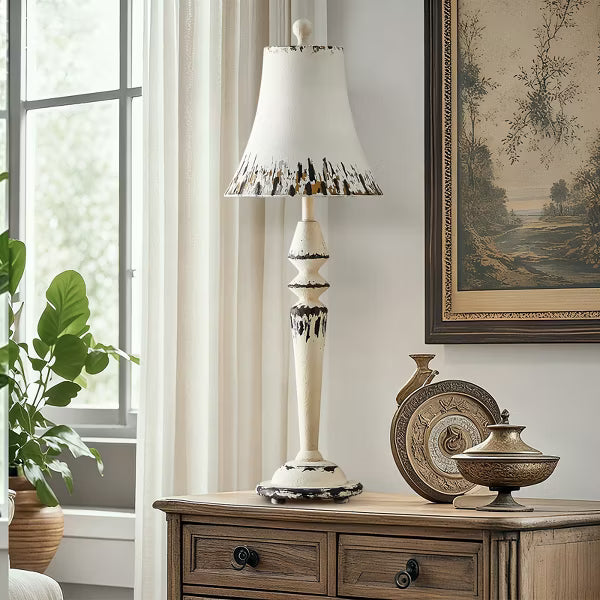 GTCLIGHTING 32“ Resin Table Lamp for Living Room with Metal Shade, Vintage Metal Nightstand Bedside Lamps for Bedroom Office,Rotary Switch