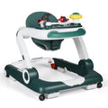 TODECARE 5-in-1 Baby Walker, Adjustable Height Activity Walker with Safety Bumper for Toddlers, Green