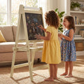 TODECARE Adjustable 3-in-1 Kids Art Easel with Magnetic Whiteboard, Chalkboard, Paper Roll & Storage, Natural