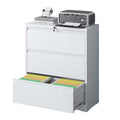 Yukimo Lateral File Cabinet with Lock, 40"H Lockable Metal Filing Cabinet, Heavy Duty Steel File Cabinet, White
