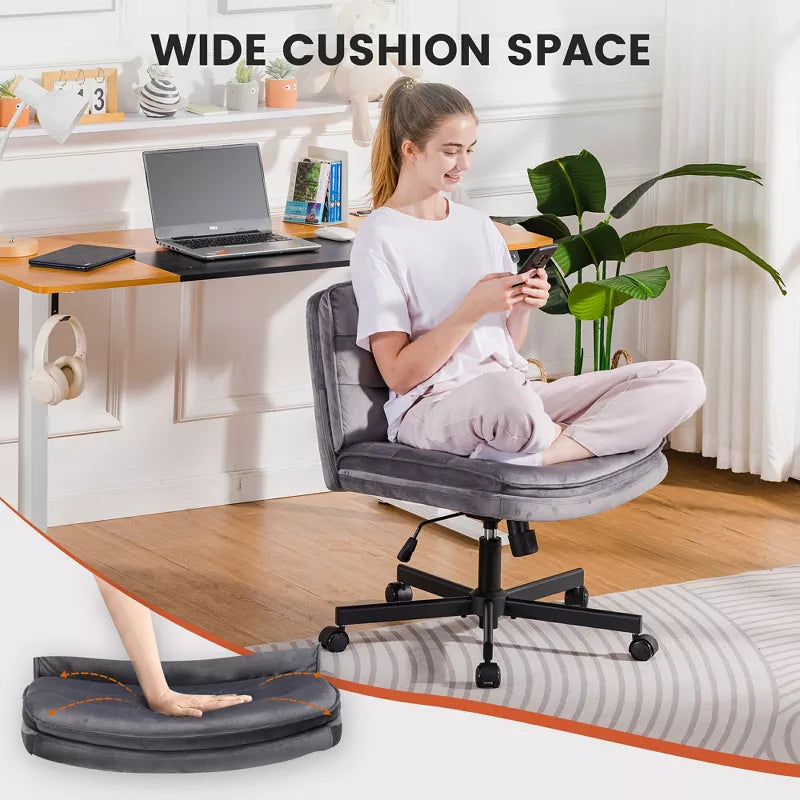 COMHOMA Armless Criss Cross Office Chair with Wheels, Adjustable Swivel Desk Chairs