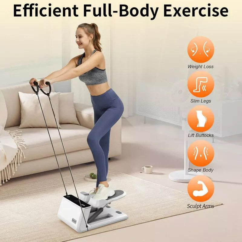 VisioGear Mini Stepper for Home Exercise, Stair Stepper with Smart Display and Resistance Bands, Weight Capacity 330 LBS, White, 14.9*20*14.9