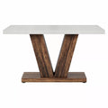 Lirago 47.24"L x 31.5"W Farmhouse Dining Table - Rustic White & Oak Engineered Wood Rectangular Table with Pedestal Base, Seats 4-6