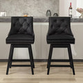 KERDOM Bar Stools with Backs, PU Leather Upholstered Counter Barstools with Solid Wood Legs for Kitchen Island, Black