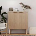 FONTOI Storage Cabinet, Sideboard Cabinet with Doors and Shelves, Buffet Cabinet with Waveform Panel for Dining Room, Wood, 23.6*11.8*27.6