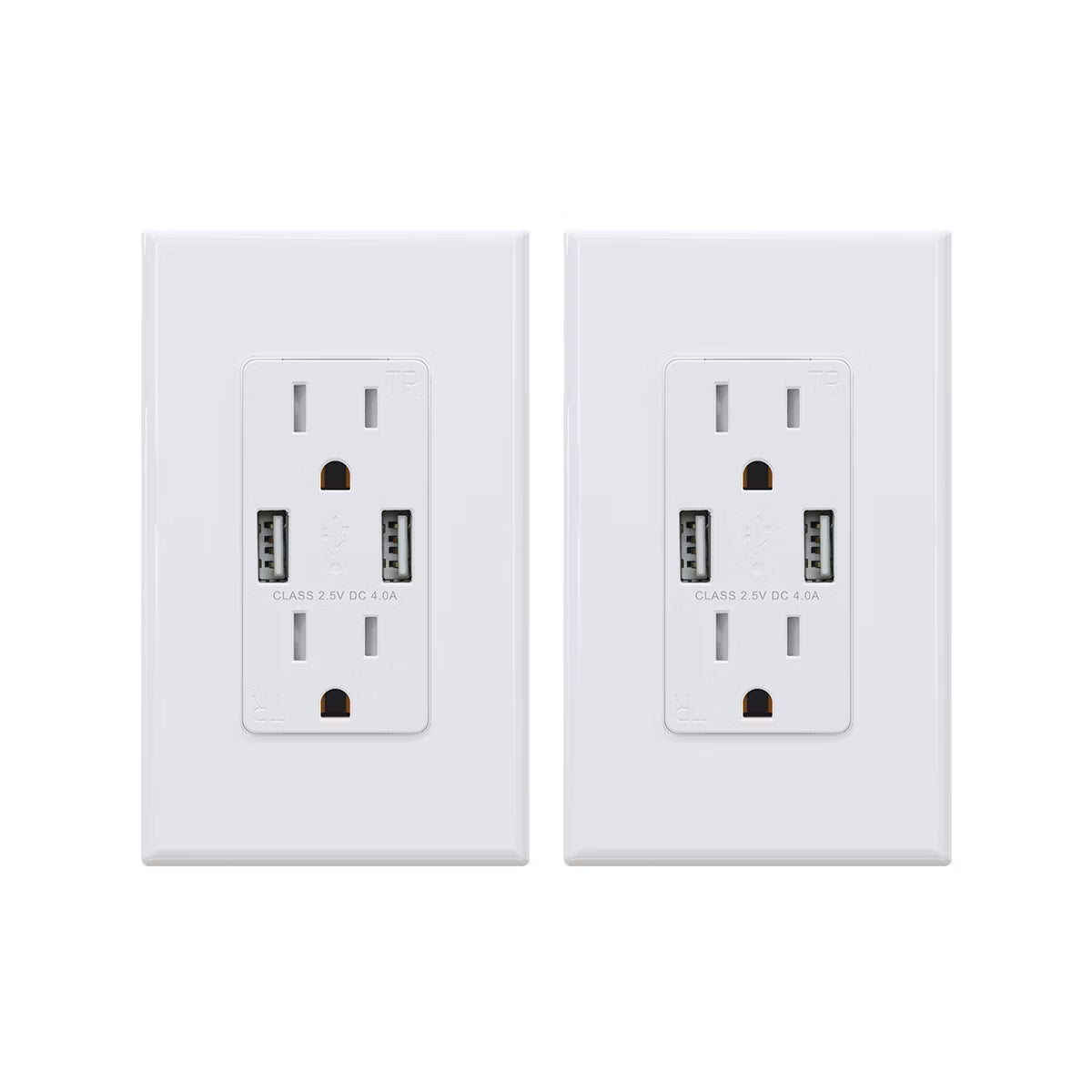 ELEGRP USB Outlet Receptacle, 20W 4.0 Amp USB Wall Outlet, 15 Amp Tamper-Resistant Electrical Outlet with Type A port, UL Listed, Wall Plate Included