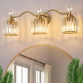 POWLIG Transitional Vanity Light - Dimmable Modern Bathroom Fixture with Crystal Shades