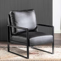 Mid Century Modern Accent Chair with Metal Frame & Microfiber, Black