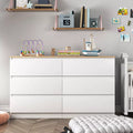 Resenkos Modern Mid Century 6 Drawer Wide Dressers Chests for Bedroom, Chest of Drawer Organizer Grey