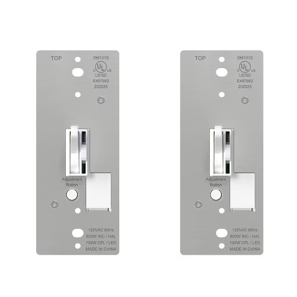 ELEGRP Digital Toggle Dimmer Switch Single Pole/3-Way for Dimmable LED, CFL and Incandescent Light Bulbs, UL Listed, 6 PC, White
