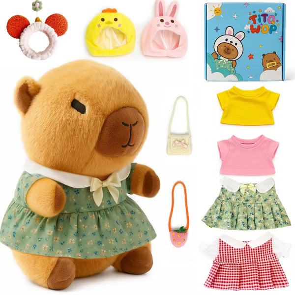 TITQWOP 9-pc Capybara Plush Set Suitable for Kids Girls Cute and Soft Capybara Plush Stuffed Animal That Can Be Casually Matched
