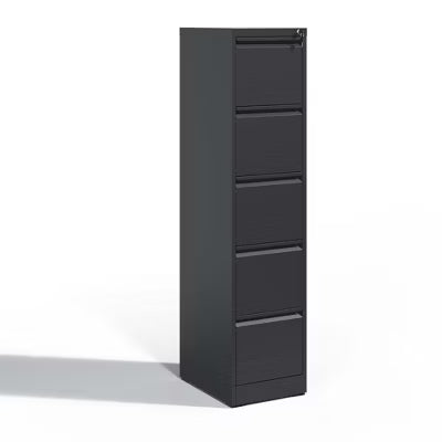 Yukimo Vertical File Cabinet with Lock, 64"H Steel Metal Filing Cabinet, Full Extension Silent Slides, Anti-Tilt Design, Black