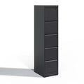 Yukimo Vertical File Cabinet with Lock, 64"H Steel Metal Filing Cabinet, Full Extension Silent Slides, Anti-Tilt Design, Black