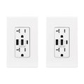 ELEGRP 30-Watt 20 Amp 3-Port Type C and Dual Type A USB Duplex USB Wall Outlet, Wall Plate Included, Light Almond (2-Pack)