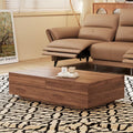 Luck Live Mid-Century Modern 39.4 in Living room retractable, pull-push square coffee table, with storage cabinet, walnut color
