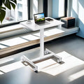 Bencmate Desks Mobile Small Standing Desk Adjustable Height, Portable Roller Desk with Wheels, Laptop Standing Desk, White, 25.7"*19"*28.5"