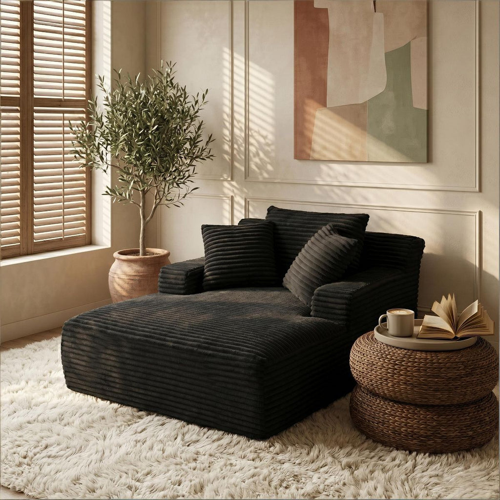 Modern Corduroy Oversized Chaise Lounge Sofa Chair - Comfy Indoor Sleeper Sofa for Living Room & Office, No Assembly Required-Upholstered Lounge Couch