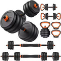 FEIERDUN Free Weight Set with Connector, 5 in1 Dumbbells Set Used as Barbell, Kettlebells, Push up Stand, Weight Plate, 70lbs