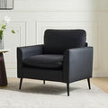 TYBOATLE Dark Gray Leather Accent Chair, Cozy Mid-Century Armchair for Living Room, Lobby, Office