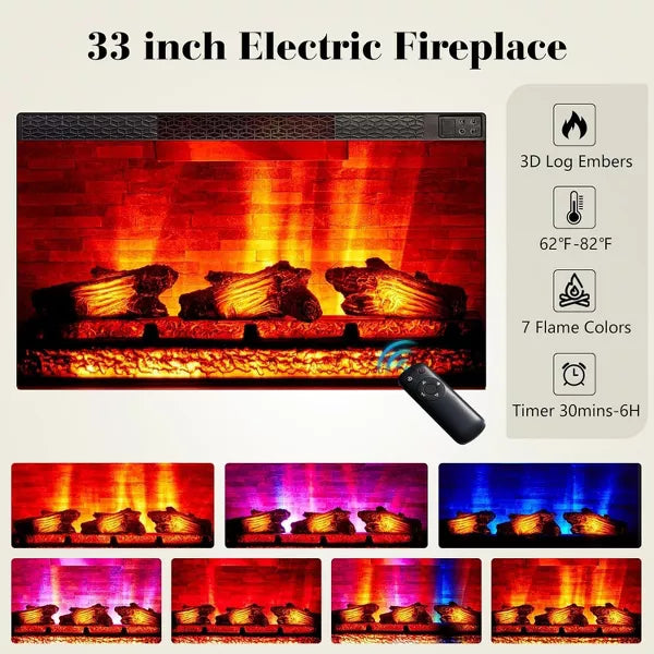 AMERLIFE Fireplace TV Stand, 97", Adjustable Shelf, Large Storage, Media Console