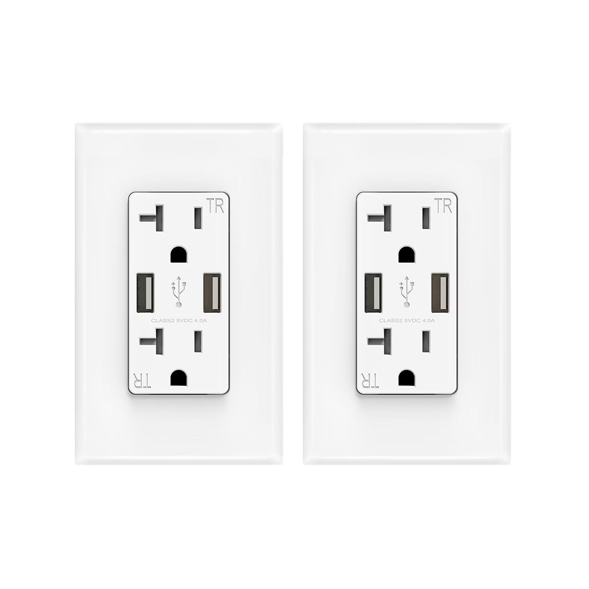 ELEGRP USB Outlet Receptacle, 20W 4.0 Amp USB Wall Outlet, 20 Amp Tamper-Resistant Electrical Outlet with Type A port, UL Listed, Wall Plate Included