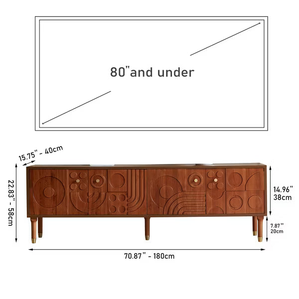 JVNOXK-Medieval Modern TV Stand Entertainment Center with 4 Storage Cabinets Suitable for TVs 55 inches and larger Minimalist Design