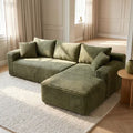 94.5" Cloud Modular Sectional Sofa with Right Facing Chaise, 4-Seater Jumbo Corduroy Couch for Living Room, Olive Green