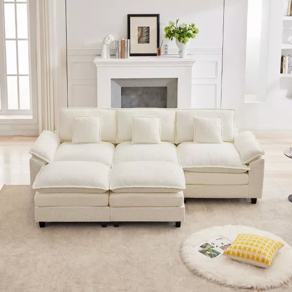 Likepay 105.9 in. Chenille Fabric 5 seat Sectional Sofa with 2 Ottomans