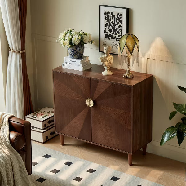 JVNOXK-Medieval Modern Sideboard with Storage Space, Featuring Double-Door Cabinet, Suitable for Living Room - Walnut