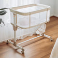 Fodoss Baby Bassinets Bedside Sleeper with Wheels, 7 Height Adjustable, Beige