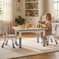 TODECARE Kids Table and Chair Set with Height Adjustable Table & Chairs, and Safe Design, Perfect for Play, Study, and Dining, Gray