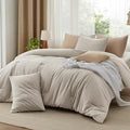 Cotton Fabric with Microfiber Inner Fill 3 Pcs King Size Comforter Set for All Seasons Linen - Bedsure