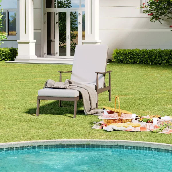HAPPATIO Aluminum Adjustable Outdoor Chaise Lounge Chair
