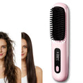 Dryhsip Portable Straightener Brushs for Travel,with LCD Temperature Display,Fast Heating Cordless Mini Hair Brushs Styling Tools