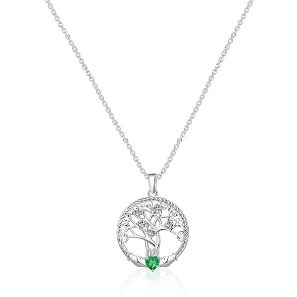 Molenia Tree of Life Necklace, 925 Sterling Silver Tree of Life Birthstone Pendant, Jewelry Gemstone Anniversary Birthday Gifts for Her Women Mom