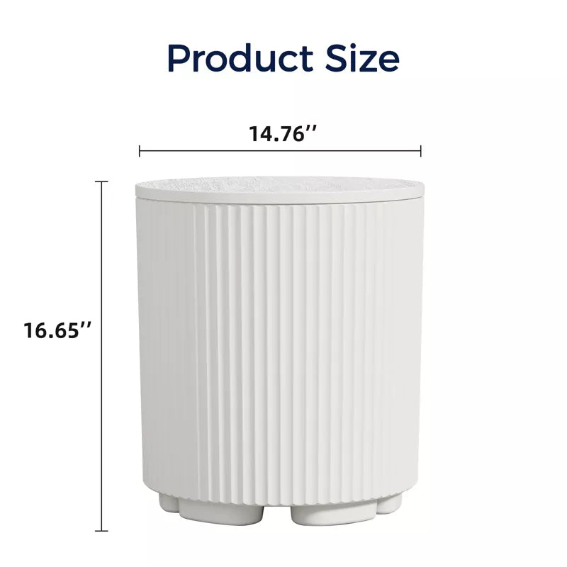 GlasFlength Large Capacity Ice Bucket with Lid, Portable Ice Bucket Cooler with Table Top, Outdoor Drink Cooler Bar, White 14.76"