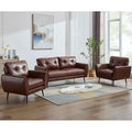 TYBOATLE 61" Faux Leather Loveseat Sofa, Mid-Century Modern Tufted Couch for Small Spaces, Comfy 2-Seater for Living Room, Bedroom, Office