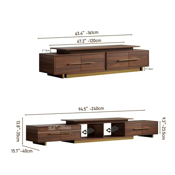 JVNOXK-Modern Stainless Steel TV Console with Drawers Expandable Storage & Entertainment Center