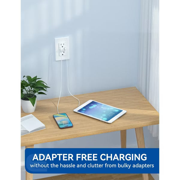 ELEGRP USB Outlet Receptacles, 20W 15 Amp USB Wall Outlet with Type A and Type C USB Ports Supports Power Delivery, Wall Plate included, UL Listed