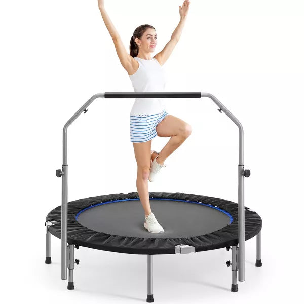 Dexmalle 40" Foldable Mini Trampoline with Adjustable Bar for Adults