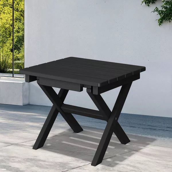 Hyleory HDPE Portable Patio End Table Set of 2 , Folding Outdoor Coffee Table