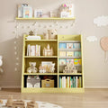 FONTOI Kids Bookshelf, Toy Storage Organizer Cabinet, Children Bookcase, Toddler Baby Sling Book Rack, Adjustable Shelf, Yellow, 35.5*15.8*31.5