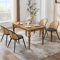 TYBOATLE Rattan Dining Chairs Set of 4, Black Mid-Century Modern Chairs with Faux Leather Cushion & Adjustable Foot Pads for Kitchen or Dining Room